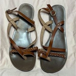 Faded Glory - Dark Brown Leather Strap Sandal - women size 8 - $15
